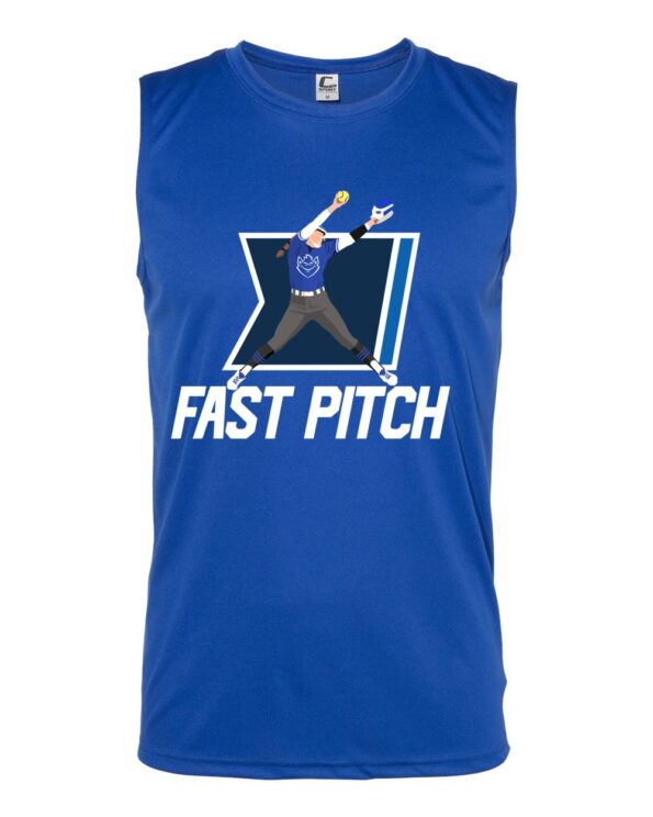 front FASTPITCH sleevless tank male royal blue