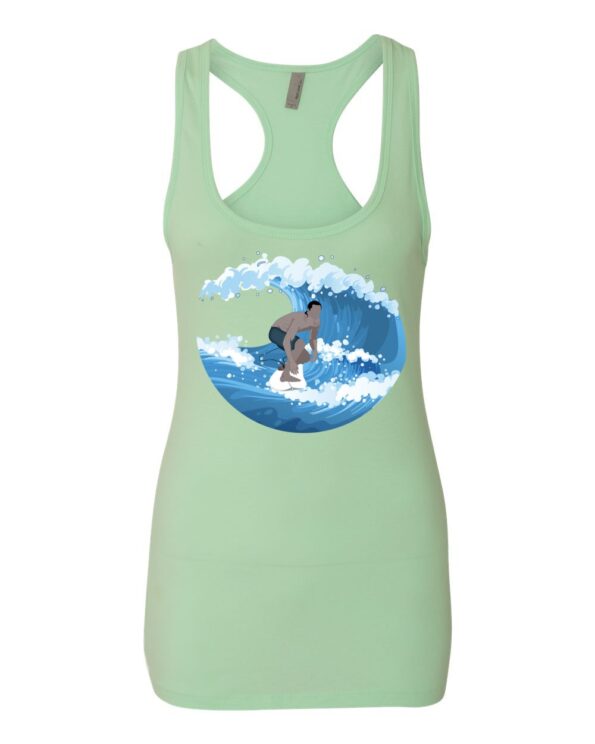 Front Female Spandex Tank Olympic Surfer Ocean Green
