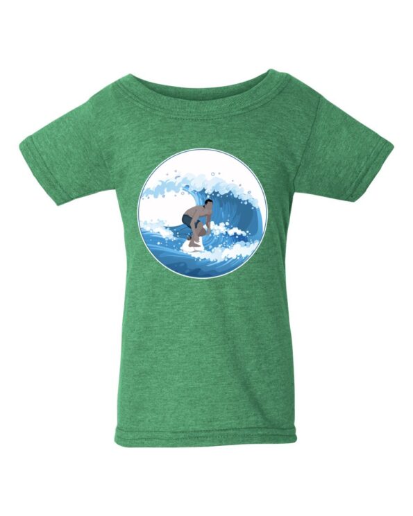 Front Toddler Olympic Surfer T-Shirt Ocean Green