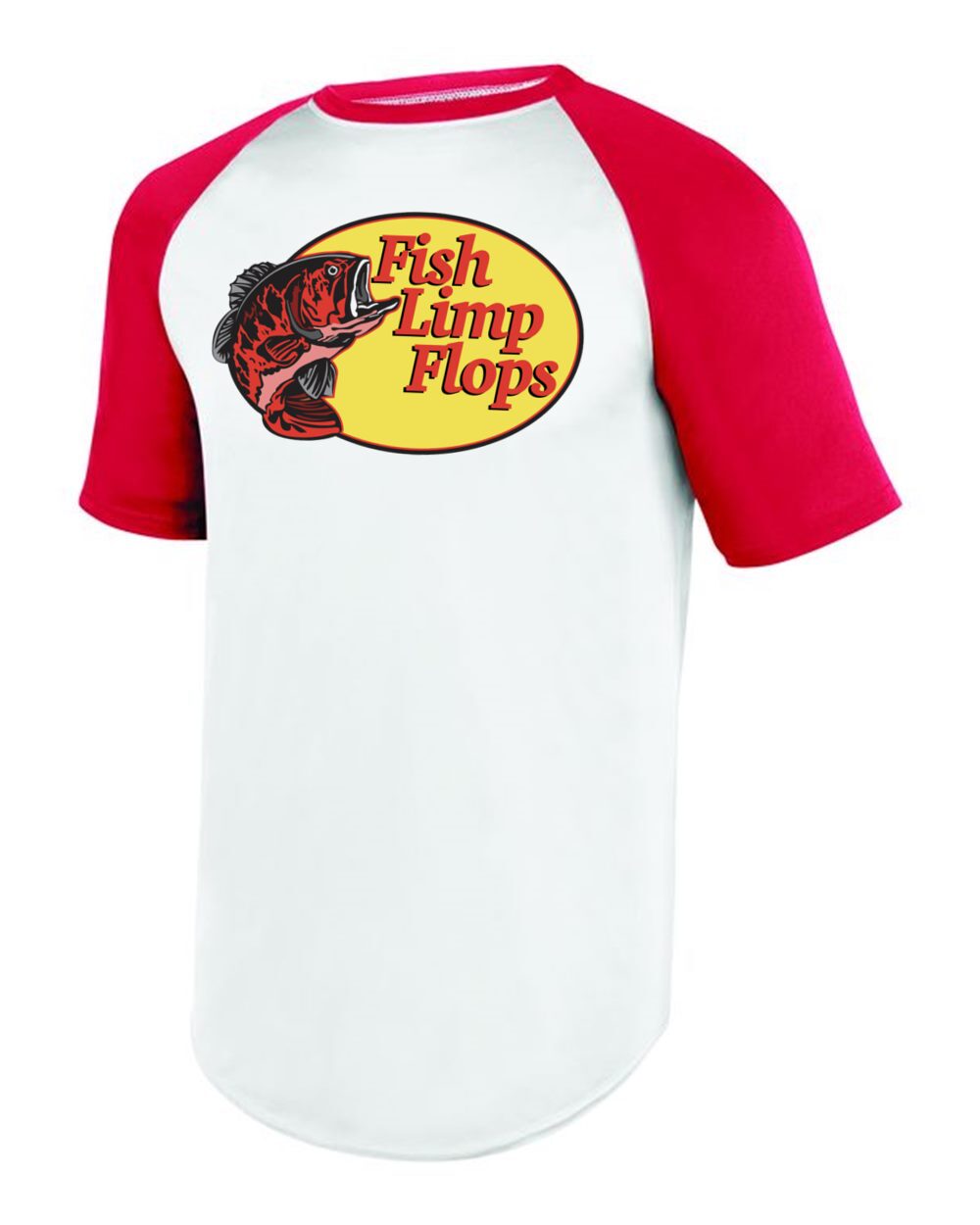 Red Bass Fish Limp Flops Red Wicking Short Sleeve Baseball Jersey 1508 Custom T-Shirt Apparel